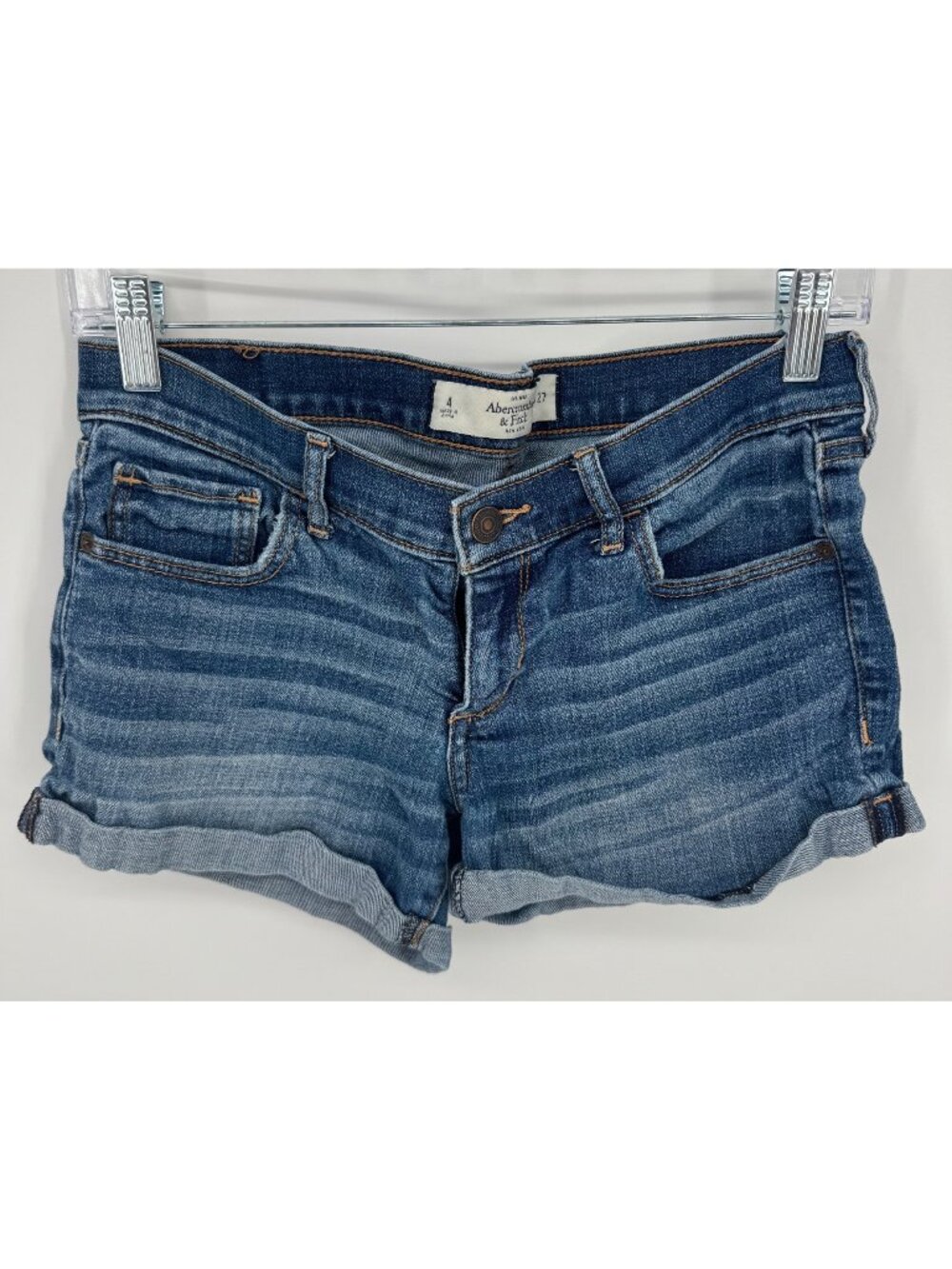 Abercrombie & Fitch Womens Y2K Faded Denim Cuffed Short Shorts Size 4